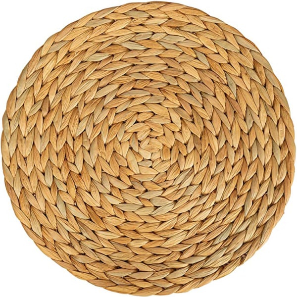 Underlägg (vävd vattenhyacint) - 38 cm - tvättbar - rund, naturlig färg,