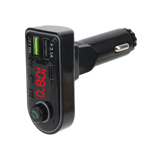 FM-sändare MP3 Bluetooth 5.0 Digital Display Interiör Färgglad Stämningsbelysning Handsfree-samtal
