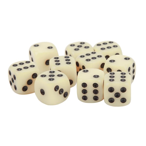 30-pack 16MM plasttärningsset 6-sidiga runda hörn brädspelstärningar beige