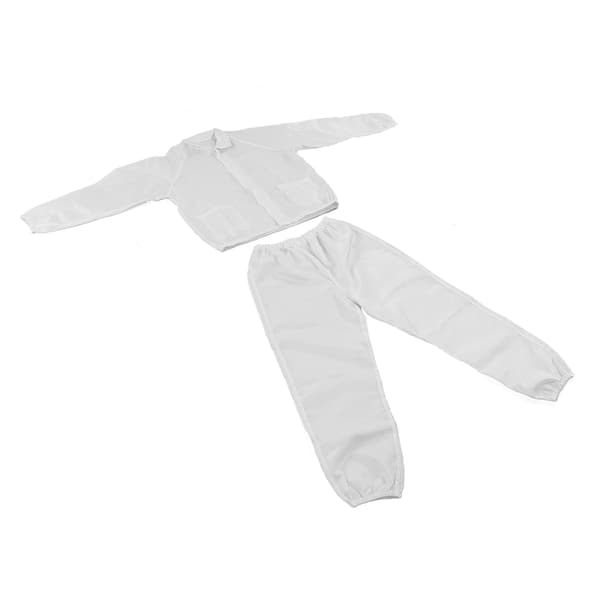 Antistatisk Polyester Skyddsdräkt Vit Delad Design Verkstads Säkerhetskläder