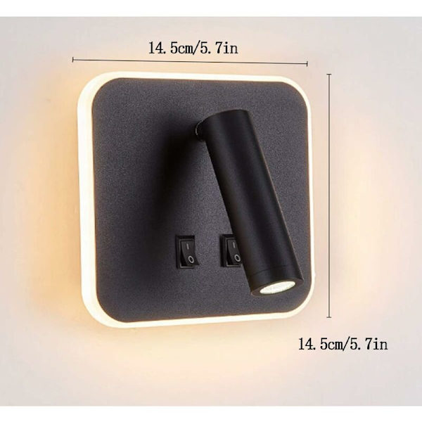 Moderne Simpel LED Sort Firkantet Lampe TV Baggrund Væg Sconce Sengelampe Læselampe