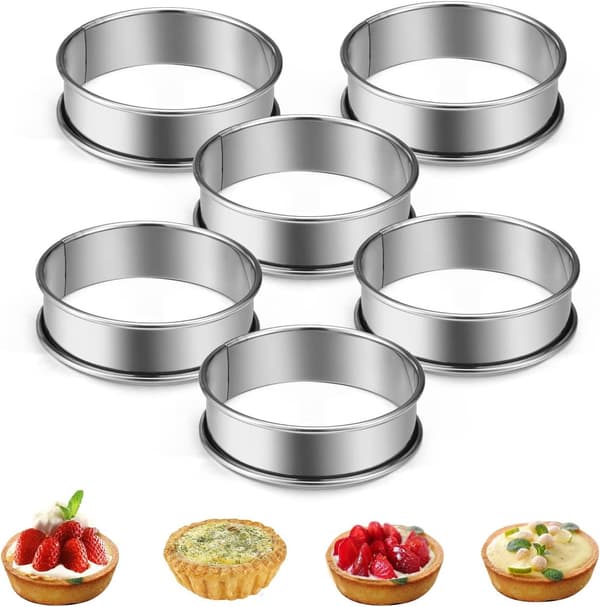 Bageforme - 12-delt kagering-sæt - 8 cm bageforme - Non-Stick kageringforme - Runde bageforme i rustfrit stål, (8,5*2,5 cm) sølv sølv[ht] silver 8.5CM