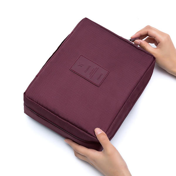Outdoor Girl Makeup Bag Dam Kosmetikväska Dam Toalettartiklar Organizer Vattentät Kvinnlig Förvaring Sminkfodral Wine red