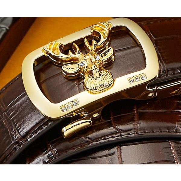 Mænd Bælte Elk Head Stylet Kohud Læder Bælte 130cm