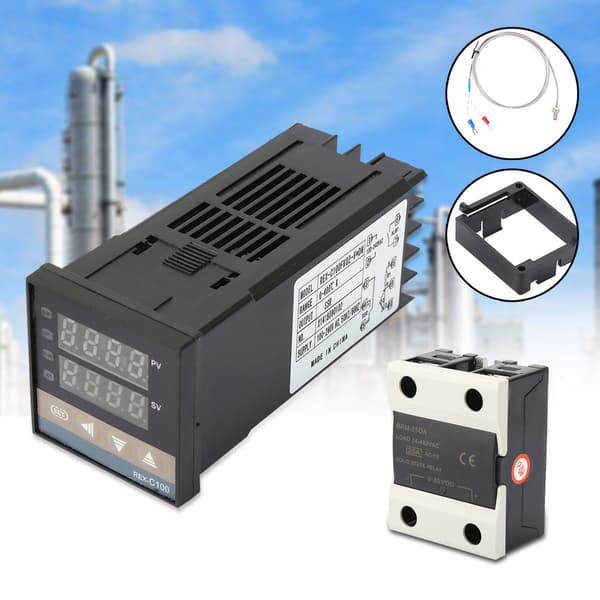 Digital PID Temperaturkontroller 0-400C Räckvidd 25A SSR 1m M6 K-Typ Termoelement AC 110-240V