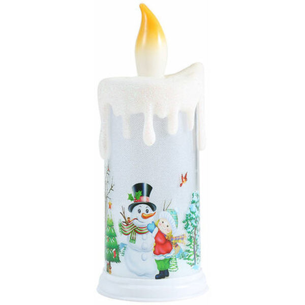 Kappaleet LED-kynttilät, jouludesign LED kelluva kynttilä Liekitön lämmin valkoinen valo, joulun lumiukko