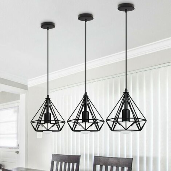 Industriell taklampe, retro taklampe Ø20 cm i svart jern med justerbar kabel og E27-sokkel, ideell for bespisning