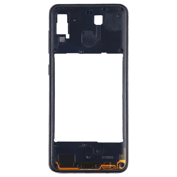 Til Galaxy A20 Midterramme Bezel Plade (Sort) Black