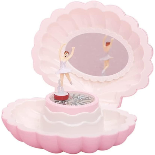 Shell Shape Ballet Pige Musikdåse Med Lys Klassisk Retro Melodi Gave Til Fødselsdage Helligdage Bryllup og fester Dekoration (pink) (1 stk.