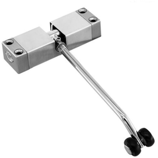 1 set osynlig automatisk dörrfjäderstötfångare för dörrstängare i rostfritt stål (silver fyrkantig)