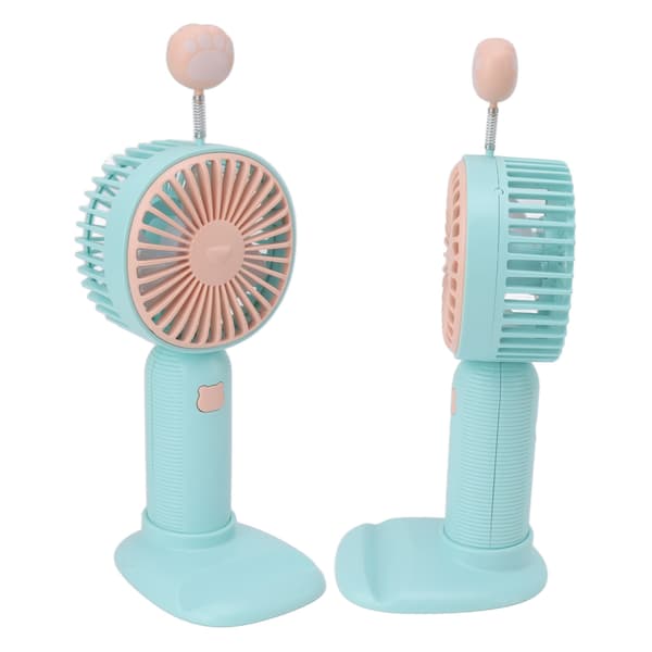 Håndholdt ventilator USB genopladelig mini bærbar skrivebordsventilator med base til udendørs indendørs mintgrøn