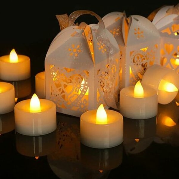 LED flammeløse stearinlys - 24 flimrende LED fyrfadslys - Varm hvid - CR2032 Batteridrevet - Til bryllup, jul