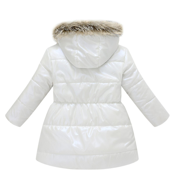 Børne polstret jakke Lang krave hætte polstret jakke 130cm White