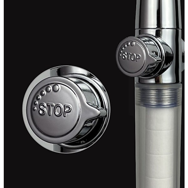 Tryckduschhuvud med trycksatt bi-turbo propellerfläkt 3 filterelement (silver + 3 filterelement)