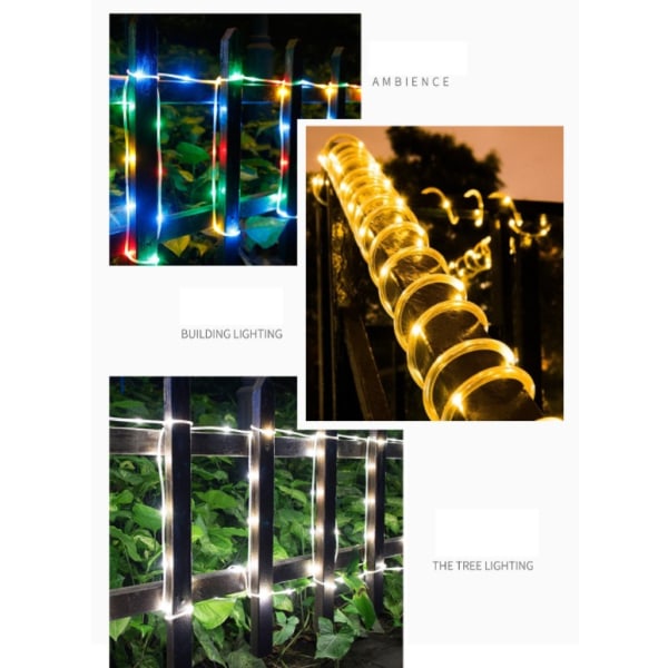 LED String Lights Solar Kobber Rør String Lights Festlige Dekorative Lights (Klar hvid)