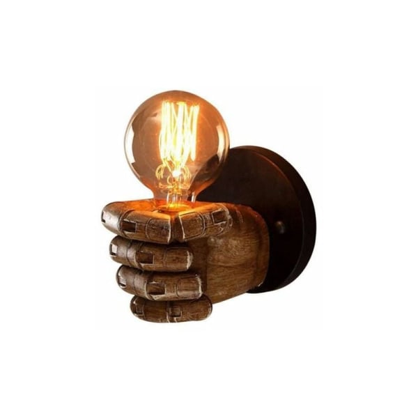 Retro industriel loftstil venstre knytnæve væglampe antik kreativ lampe (højre hånd uden lyskilde)
