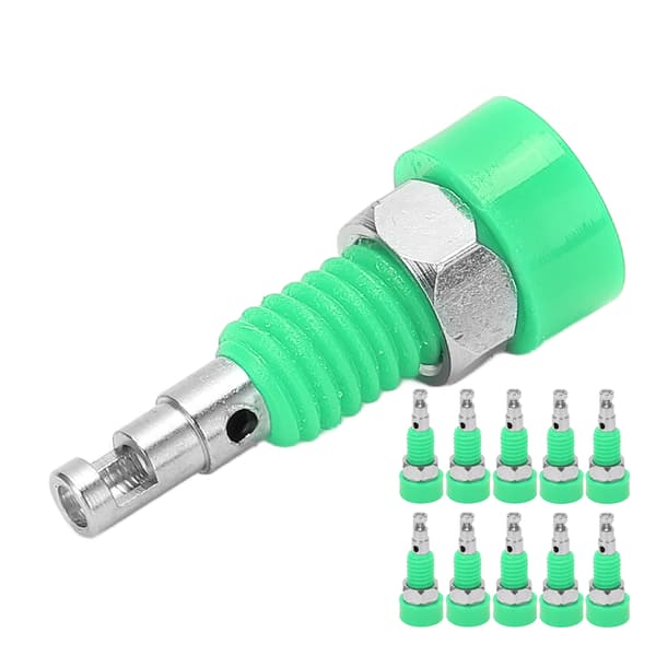 2 mm bananstik hun stik adapter panel 10 stk. grøn til elektroniske instrumenter