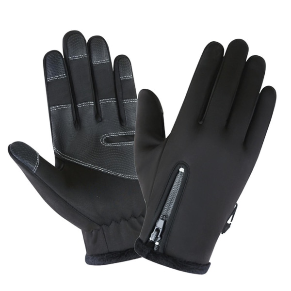 Udendørs vintervarme handsker Touch Screen Fingers Handsker Anti-Slip Vindtæt Vandtæt til løb black M