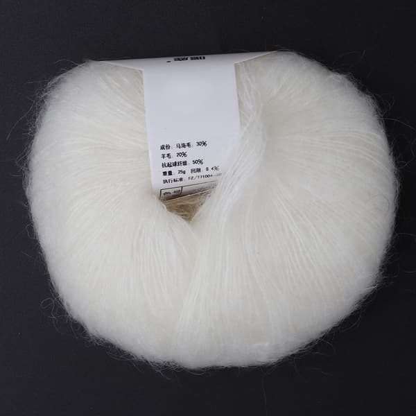 Mohair Pashmina Neulelanka Valkoinen