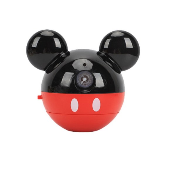 Söt tecknad mushuvud bubbelmaskin (röd och svart elektrisk bubbelmaskin för mushuvud - blister)
