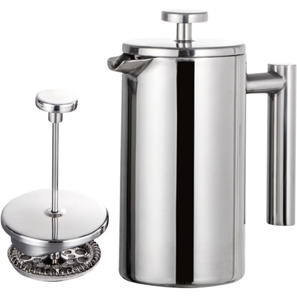 1000 ml rostfritt stål handtrycksfilter för kaffebryggare med filternät mesh