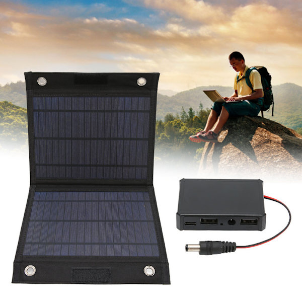 HT Bärbar 25W Solpanel 18V Folding Solar Batteri Elbilladdare