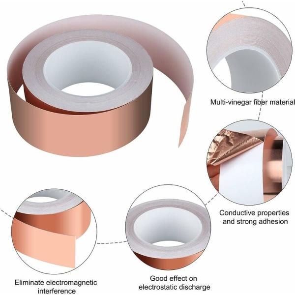 Enkeltleder kobberfolietape, ensidig ledende tape (5MM, 30 meter per rull) for verktøyrom