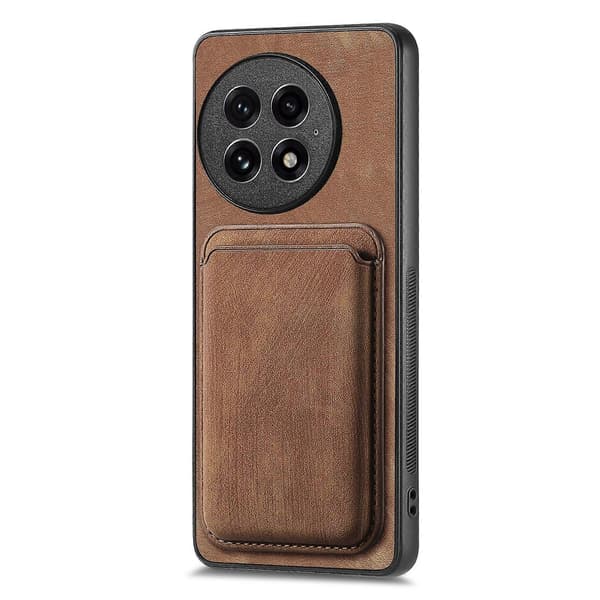 Deksler for OnePlus 13 Kompatibelt med MagSafe Lær Bakside med Avtakbar Kortholder Brown