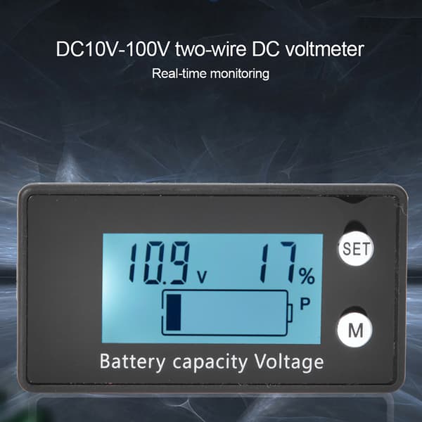 Bärbar Digital Voltmeter Industriellt Batterispänningstestare DC 10-100V Vit
