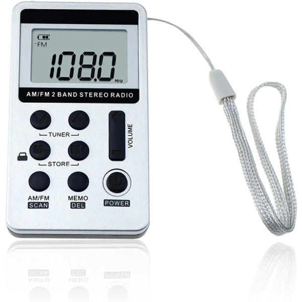 Mini bærbar sølvgrå digital skjerm litiumbatteri som lader liten radio USB-grensesnitt,