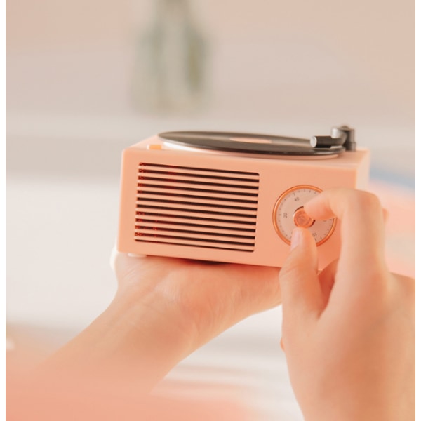 Liten trådlös stationär retro multifunktionsljud Bluetooth vinylskivspelare (rosa)