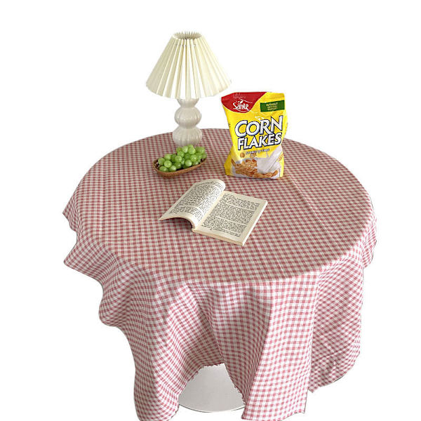 70x70cm rosa rutete lin bomull bordtrekk for hjemmekontor dekorasjon