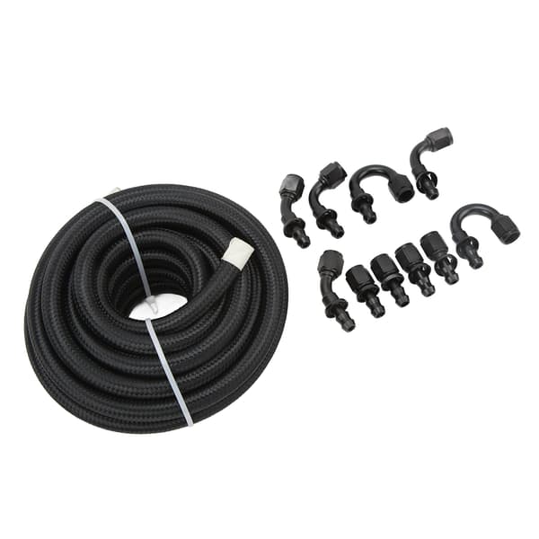 Nylon rustfrit stål universal sort brændstofslangesæt 10 stik bilkompatibel