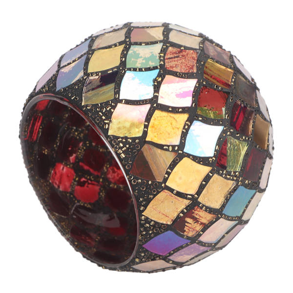 HT Håndlavet Rød Mosaik Glas Tealight Holder - Romantisk Dekorativ Revnet Duftlys Holder