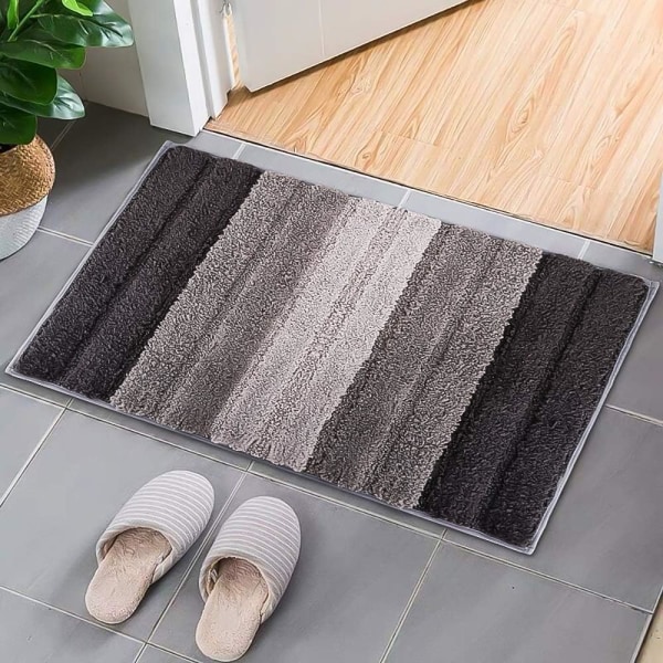 Mikrofiber-bademåtte, blød skridsikker bademåtte, elegante stribede Shaggy-bademåtter til badeværelse 45x70 cm - (gradient grå),