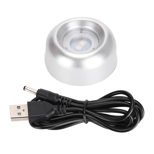 LED Lysbase Sølv Elf Farverig Lampe Lysende Holder Krystalkugle Display Stand