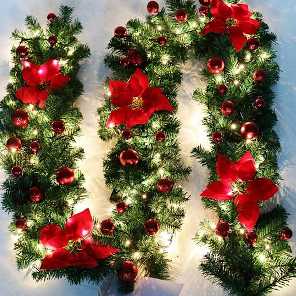 270CM julekrans med LED, juletrelyskrans, juleranke dekorasjonskrans med LED, for Decor Doo