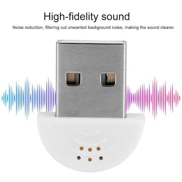 Bærbar USB Mini Studio Mikrofonadapter til PC - Hvid Lydoptagelsesmikrofon White