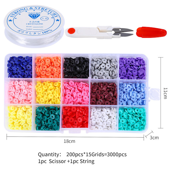 Blødt keramikhalskæde i æske Armbånd DIY-smykker Tilbehørssæt med perler i skiver -Farve2