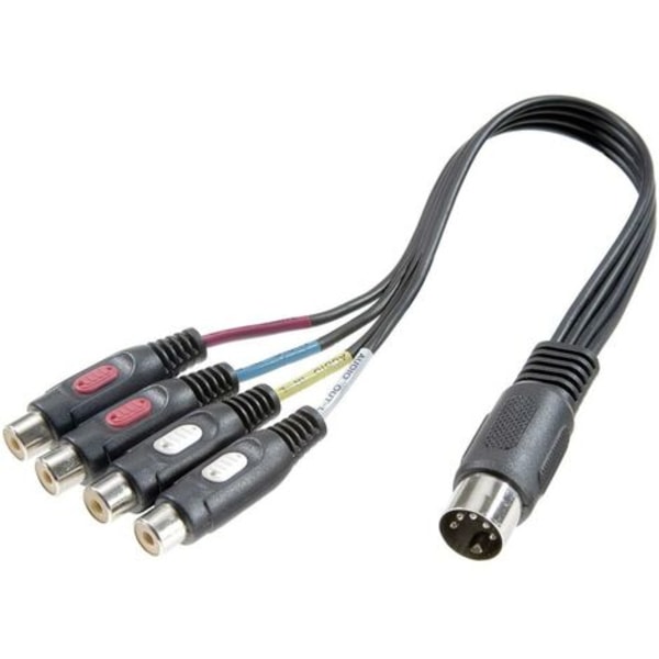 SpeaKa Professional SP-7870300 Cinch-RCA / lyd DIN-tilkobling Y-adapter [1x 5-pins hanndiode (DIN) - 4x Cinch-RCA