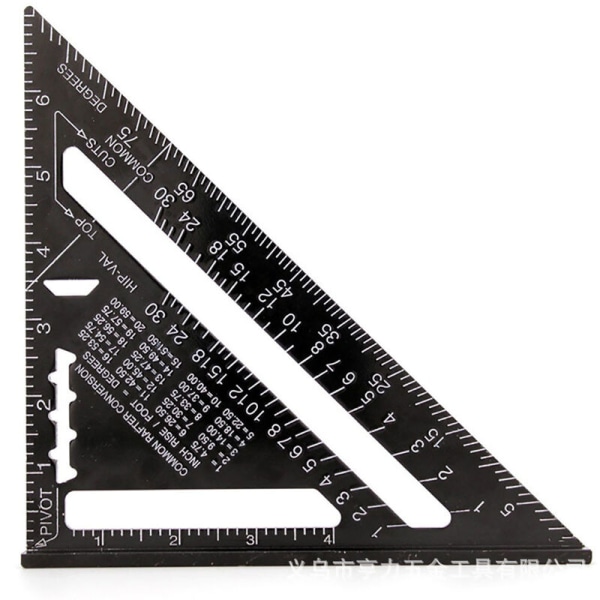 17 cm trekant vinkelmåler Aluminiumslegering Firkantet snekker Triangel Metrisk Profesjonell snekkervinkellinjal Trekantet R