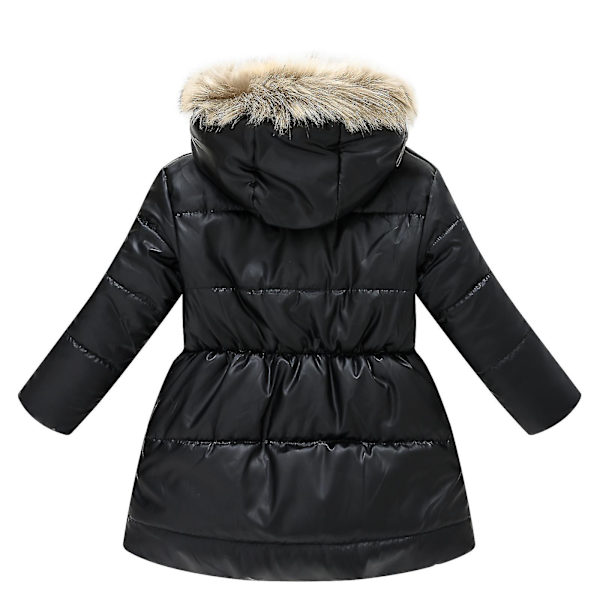 Vadderad jacka för barn Lång krage Vadderad jacka med huva 130cm Black