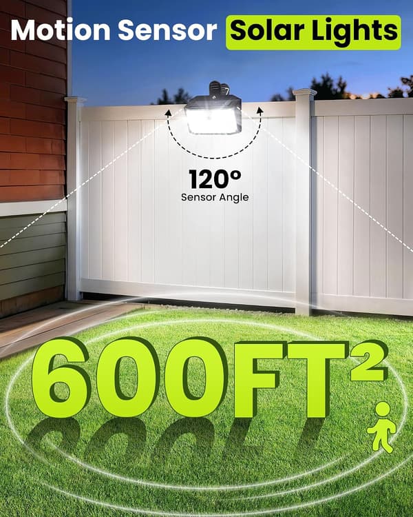 1/2/4/6 STK Solcelle Bevegelsessensorlys Utendørs, 176LED Klipslys, 600LM Sikkerhetslampe, Vanntett Bærbart Gjerde Lys for Hage White White 6-Pack