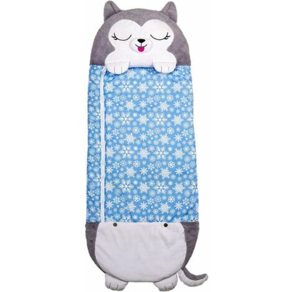 Happy Nappers 2-i-1 kudde som förvandlas till en sovsäck, husky, grå, 1 enhet (förpackning med 1)