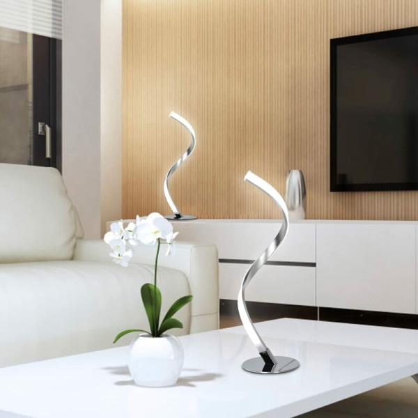 12W Spiral LED Nattbordslampe Varm Hvit Øyebeskyttelse Lysstyrke, LED Skrivebordslampe/Soverom Stue Dekorativ Lampe