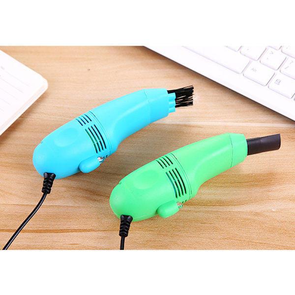 USB Mini Computer Keyboard Støvsuger Støvrensningssæt Håndholdt tastatur børsteenhed til PC Bærbar bærbar Light Blue