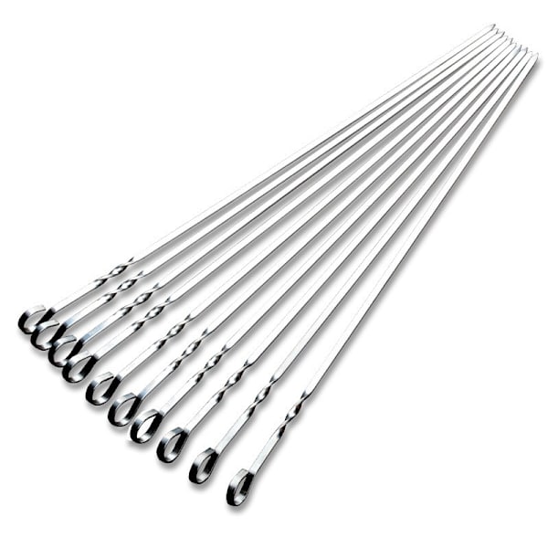 Husholdnings grillpinde i rustfrit stål fortykkede flade pinde 41cm 10 pinde
