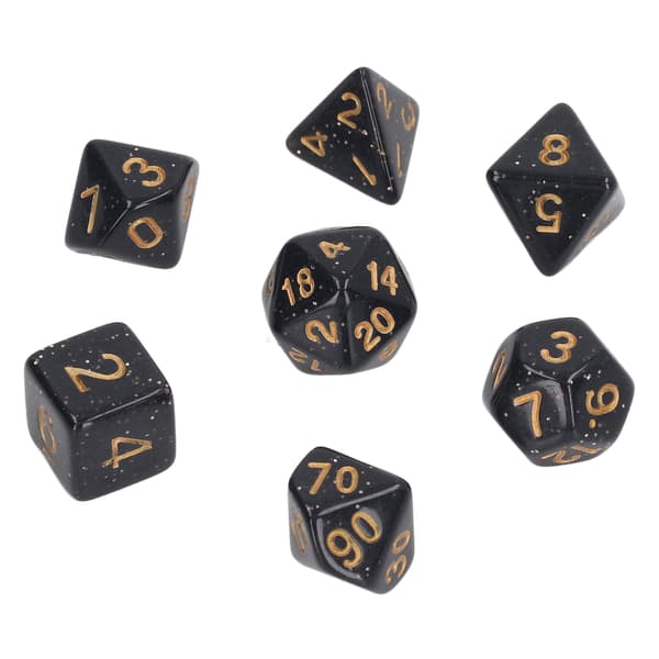 5 sæt flersidede terninger Sæt Guld Nummer Perle Polyhedron terninger til interaktive spil skolematerialer Sort