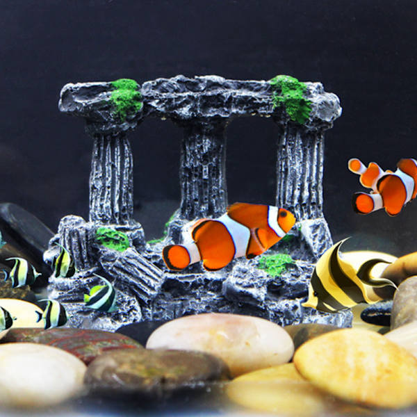 Resin Aquarium Artificial Ancient Ruins Series (dubbla romerska kolumner, 9*4*8cm),