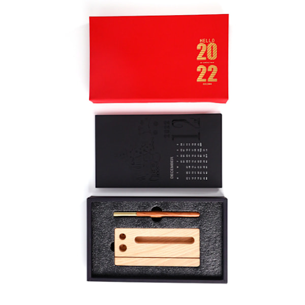 2022 exklusiv kalender, kreativ träbaserad papperssnideriskalender (paket ett (med penna)),